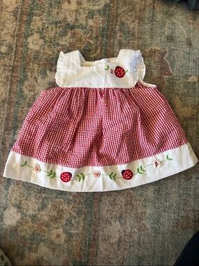 Red Gingham Baby Dress with lady bug